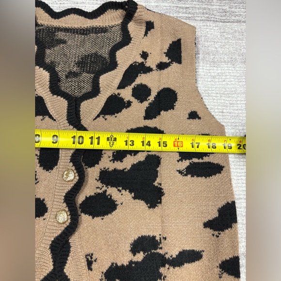NWT Commense Animal Print Knit Cardigan Vest Women’s S Wool Blend Soft Layer - Picture 4 of 9